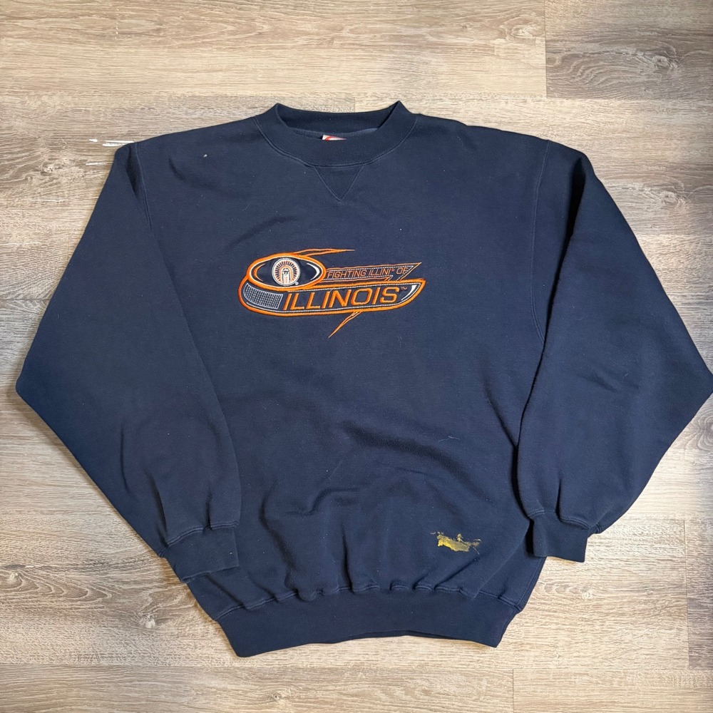 Vintage Cadre Athletic Illinois Fighting Illini Sweatshirt Mens Medium Navy Blue